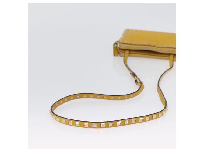 Borsa a Spalla Rock Studs in Pelle Giallo Oro Auth BA10807 di Gianni Versace D'oro - vista 7