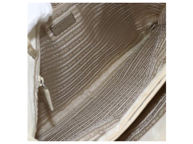 Borsa Tote PRADA Nylon Beige Argento Auth 173539 - vista 11