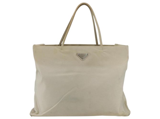 Borsa Tote PRADA Nylon Beige Argento Auth 173539 - vista 13