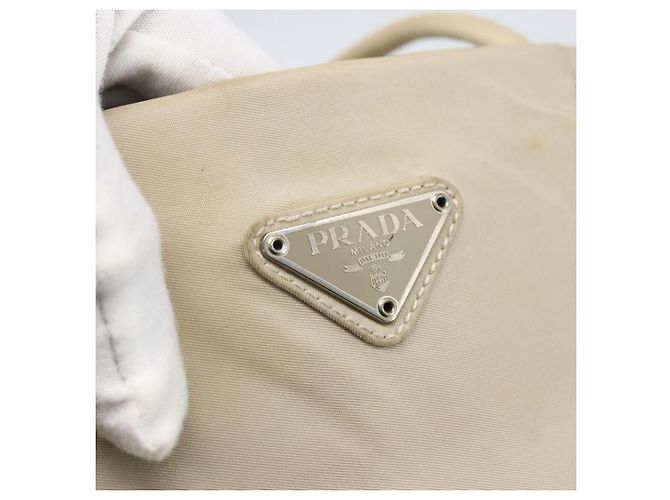 Borsa Tote PRADA Nylon Beige Argento Auth 173539 - vista 17