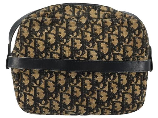 Borsa a Spalla in Tela Trotter Christian Dior Blu Navy Oro Auth 173214 D'oro - vista 2