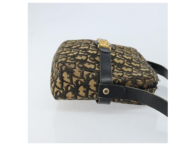 Borsa a Spalla in Tela Trotter Christian Dior Blu Navy Oro Auth 173214 D'oro - vista 3