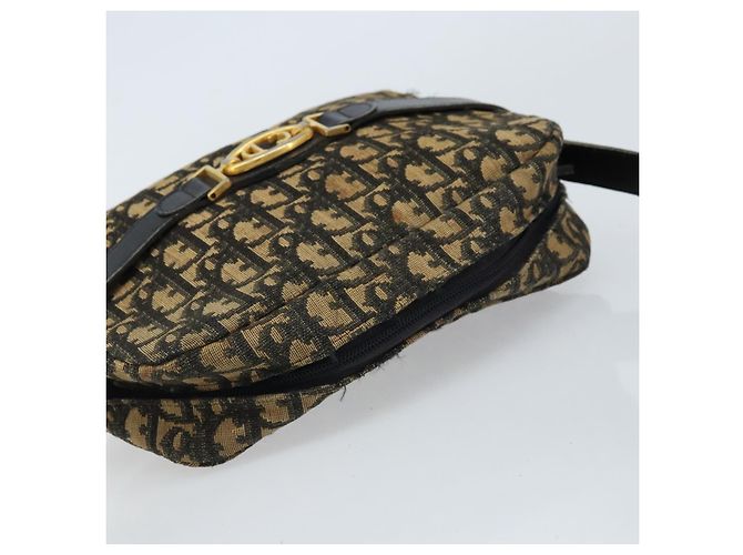 Borsa a Spalla in Tela Trotter Christian Dior Blu Navy Oro Auth 173214 D'oro - vista 6