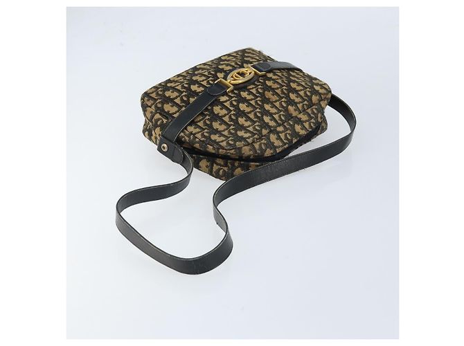 Borsa a Spalla in Tela Trotter Christian Dior Blu Navy Oro Auth 173214 D'oro - vista 7