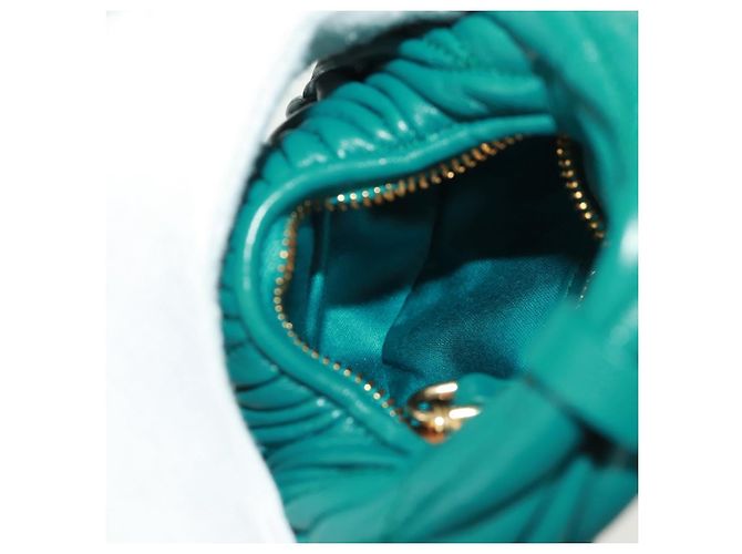 Borsa a Spalla Miu Miu Matelassé Micro Hobo in Pelle Verde Oro Auth 168972SM D'oro - vista 11
