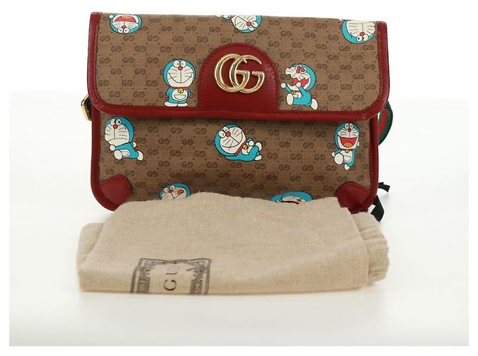GUCCI GG Supreme Web Sherry Line Marsupio PVC Beige Oro 647817 Auth 173178M D'oro - vista 12
