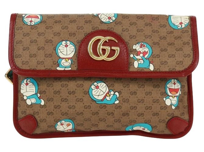 GUCCI GG Supreme Web Sherry Line Marsupio PVC Beige Oro 647817 Auth 173178M D'oro - vista 13