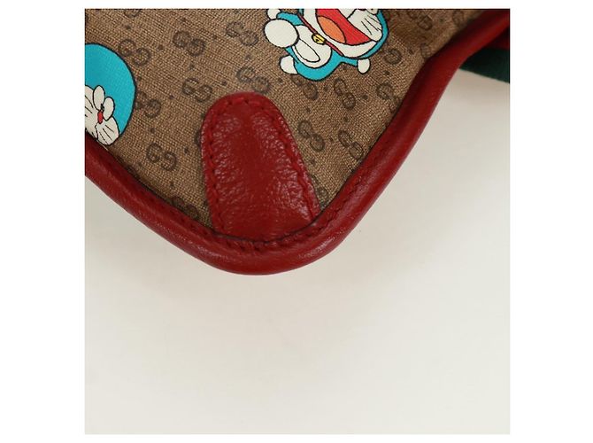 GUCCI GG Supreme Web Sherry Line Marsupio PVC Beige Oro 647817 Auth 173178M D'oro - vista 16