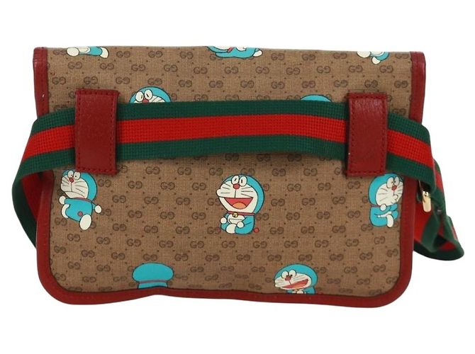 GUCCI GG Supreme Web Sherry Line Marsupio PVC Beige Oro 647817 Auth 173178M D'oro - vista 2