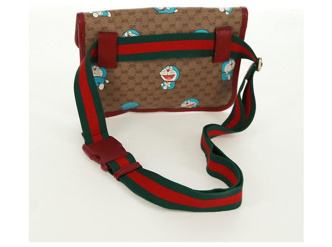 GUCCI GG Supreme Web Sherry Line Marsupio PVC Beige Oro 647817 Auth 173178M D'oro - vista 7