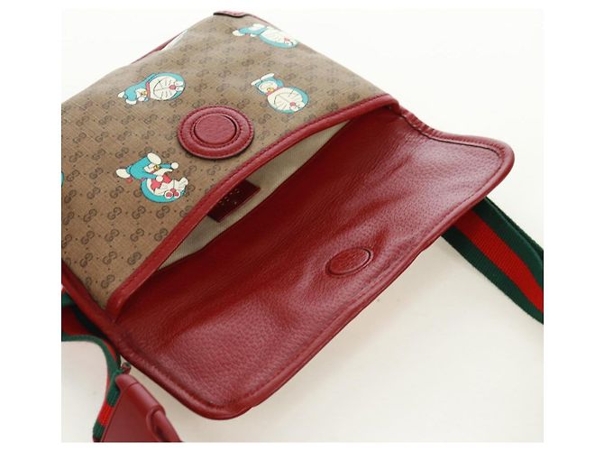 GUCCI GG Supreme Web Sherry Line Marsupio PVC Beige Oro 647817 Auth 173178M D'oro - vista 9