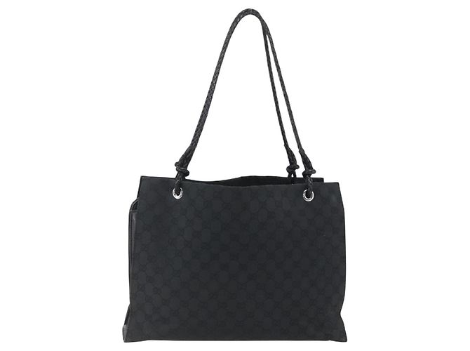 Borsa Tote GG Canvas Gucci Nera 109140 Auth ep13339 Nero - vista 13