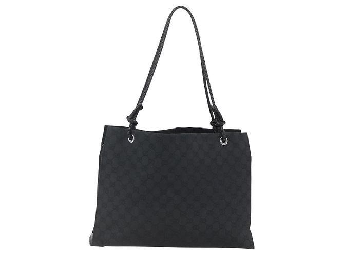 Borsa Tote GG Canvas Gucci Nera 109140 Auth ep13339 Nero - vista 2