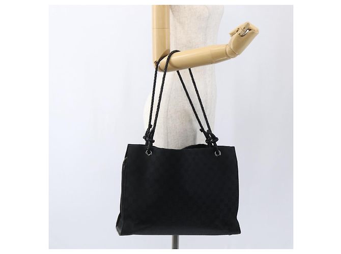 Borsa Tote GG Canvas Gucci Nera 109140 Auth ep13339 Nero - vista 24