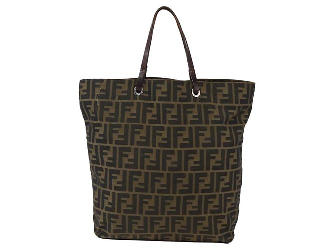 FENDI Zucca Canvas Tote Bag Braun Schwarz Auth 173613 - Ansicht 13