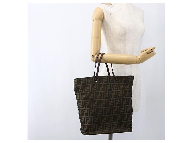 FENDI Zucca Canvas Tote Bag Braun Schwarz Auth 173613 - Ansicht 19