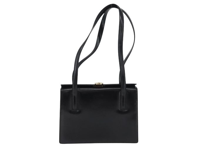 Borsa Tote Gancini in pelle nera e oro Salvatore Ferragamo Auth fm5152 Nero D'oro - vista 13