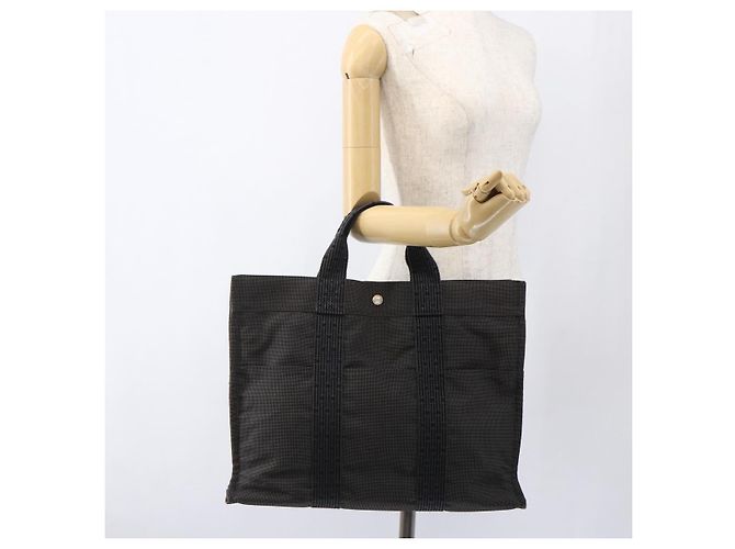 Hermès HERMES Handtasche Her Line Tote MM aus Canvas Grau Silber Authentisch 172598 Braun - Ansicht 20