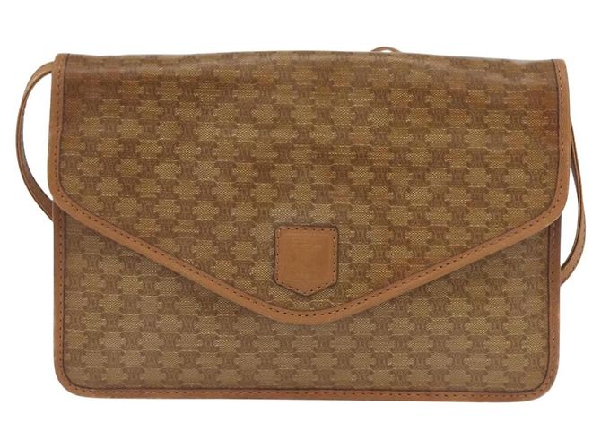 Céline Borsa a Spalla in Tela Macadam CELINE in Pelle PVC Beige Oro Auth 173484 D'oro - vista 13