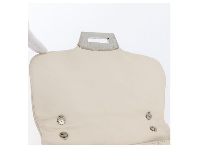 Borsa a mano One Belt in pelle bianca e argento di Salvatore Ferragamo Auth am10782 Bianco - vista 21