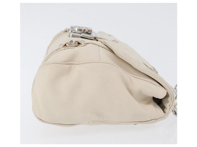 Borsa a mano One Belt in pelle bianca e argento di Salvatore Ferragamo Auth am10782 Bianco - vista 4