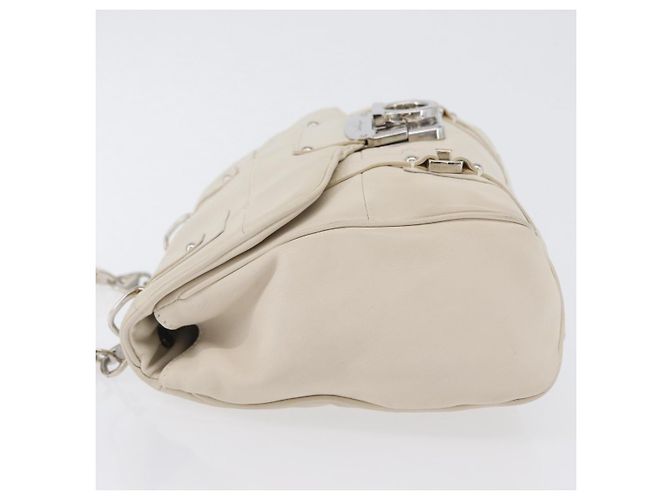 Borsa a mano One Belt in pelle bianca e argento di Salvatore Ferragamo Auth am10782 Bianco - vista 5
