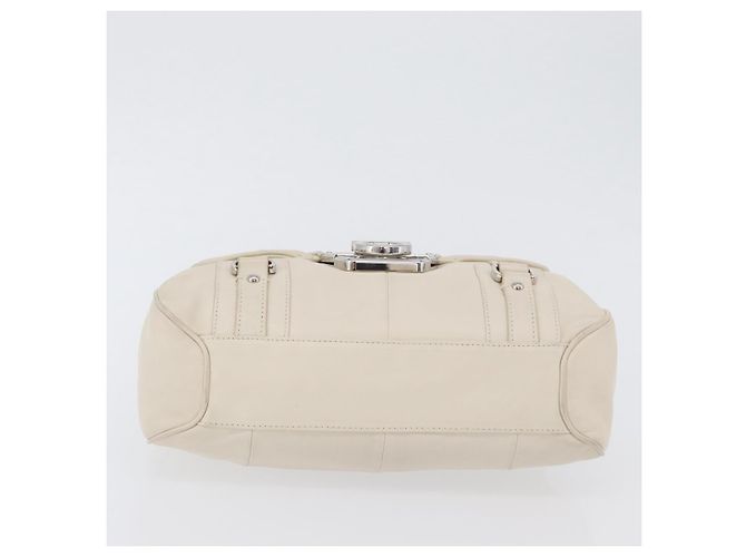 Borsa a mano One Belt in pelle bianca e argento di Salvatore Ferragamo Auth am10782 Bianco - vista 6