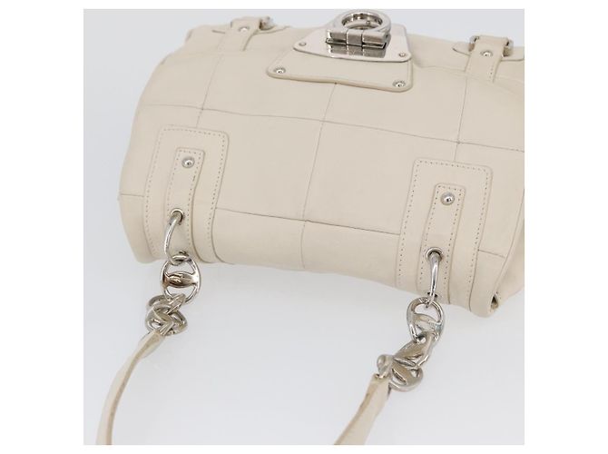 Borsa a mano One Belt in pelle bianca e argento di Salvatore Ferragamo Auth am10782 Bianco - vista 7