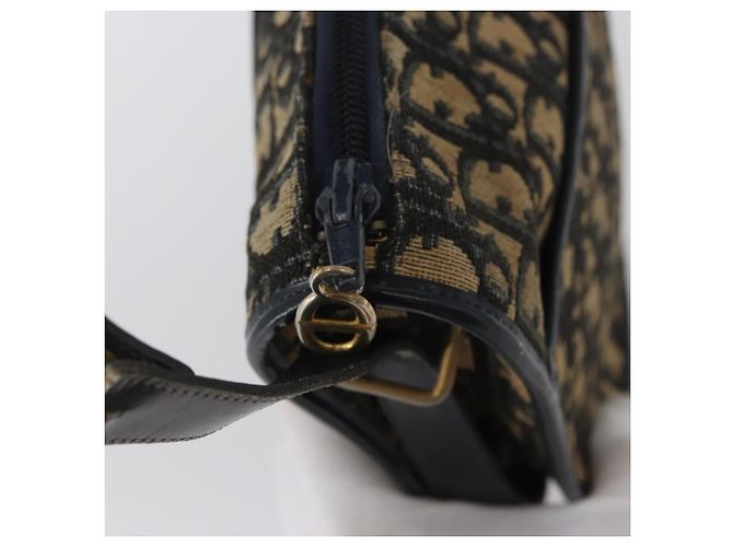 Borsa a Spalla in Tela Trotter Christian Dior Blu Navy Oro Auth ep13512 D'oro - vista 11