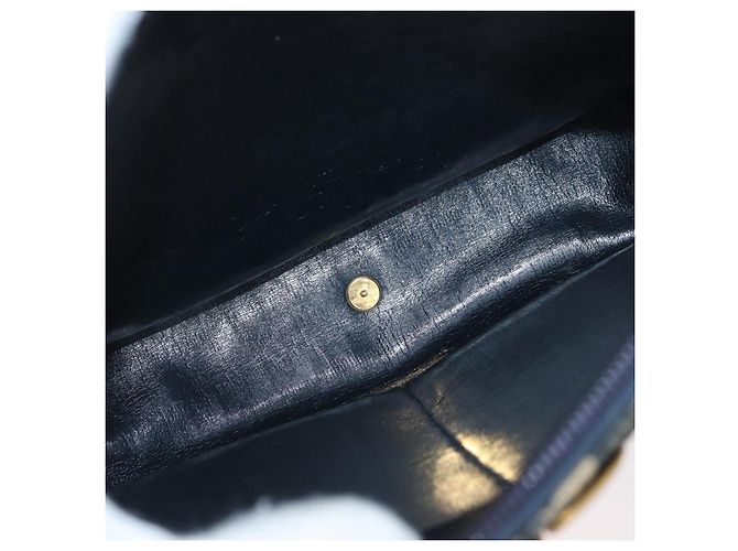 Borsa a Spalla in Tela Trotter Christian Dior Blu Navy Oro Auth ep13512 D'oro - vista 12