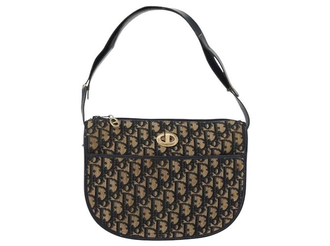 Borsa a Spalla in Tela Trotter Christian Dior Blu Navy Oro Auth ep13512 D'oro - vista 13