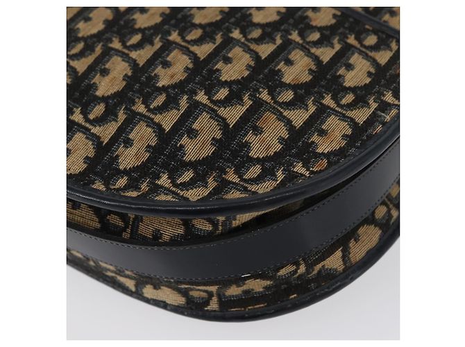Borsa a Spalla in Tela Trotter Christian Dior Blu Navy Oro Auth ep13512 D'oro - vista 16