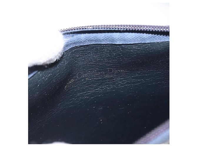 Borsa a Spalla in Tela Trotter Christian Dior Blu Navy Oro Auth ep13512 D'oro - vista 20