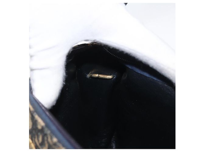 Borsa a Spalla in Tela Trotter Christian Dior Blu Navy Oro Auth ep13512 D'oro - vista 22