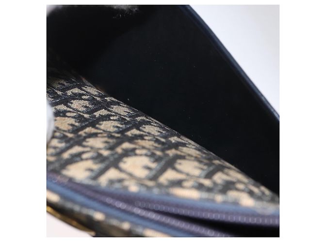 Borsa a Spalla in Tela Trotter Christian Dior Blu Navy Oro Auth ep13512 D'oro - vista 23
