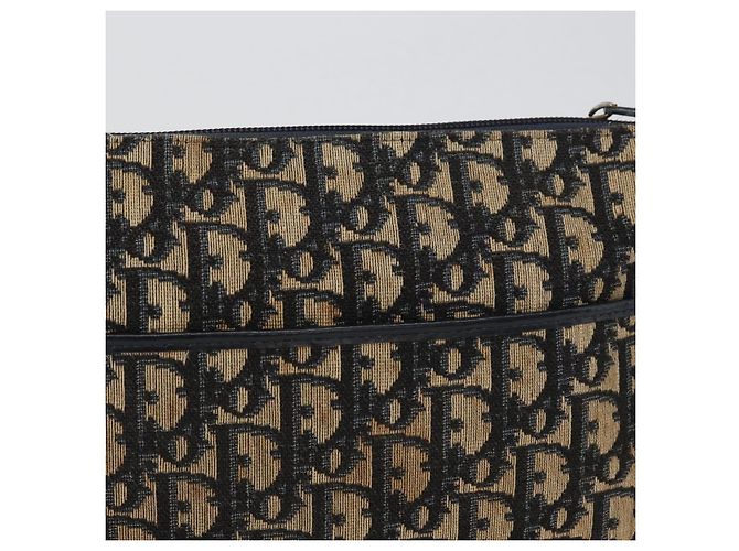 Borsa a Spalla in Tela Trotter Christian Dior Blu Navy Oro Auth ep13512 D'oro - vista 3