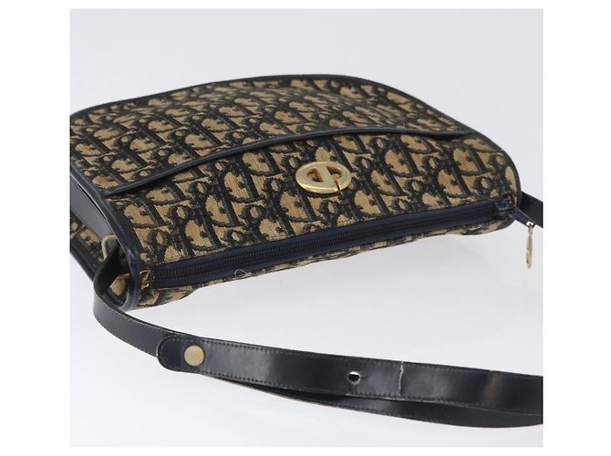 Borsa a Spalla in Tela Trotter Christian Dior Blu Navy Oro Auth ep13512 D'oro - vista 7