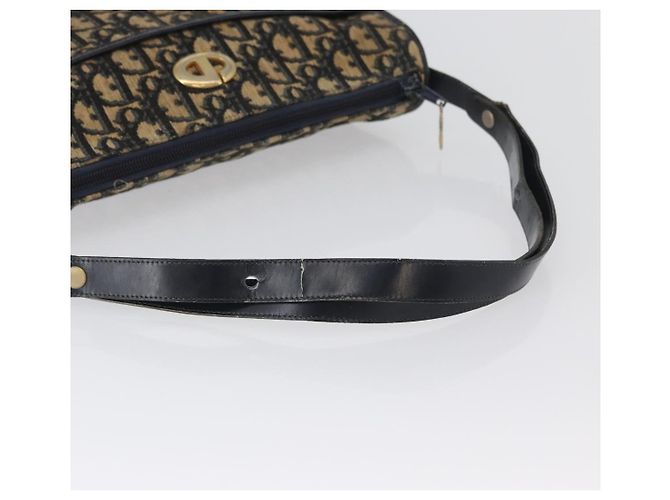 Borsa a Spalla in Tela Trotter Christian Dior Blu Navy Oro Auth ep13512 D'oro - vista 8