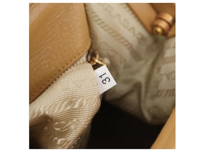 PRADA Borsa a mano in pelle beige dorato Auth 172291 D'oro - vista 12