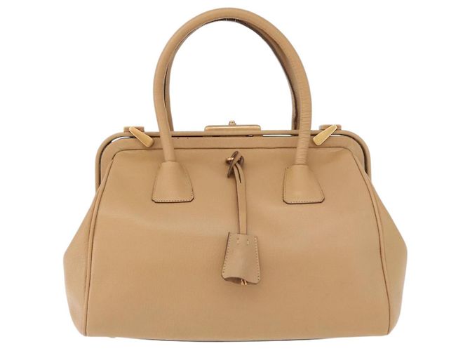 PRADA Borsa a mano in pelle beige dorato Auth 172291 D'oro - vista 13