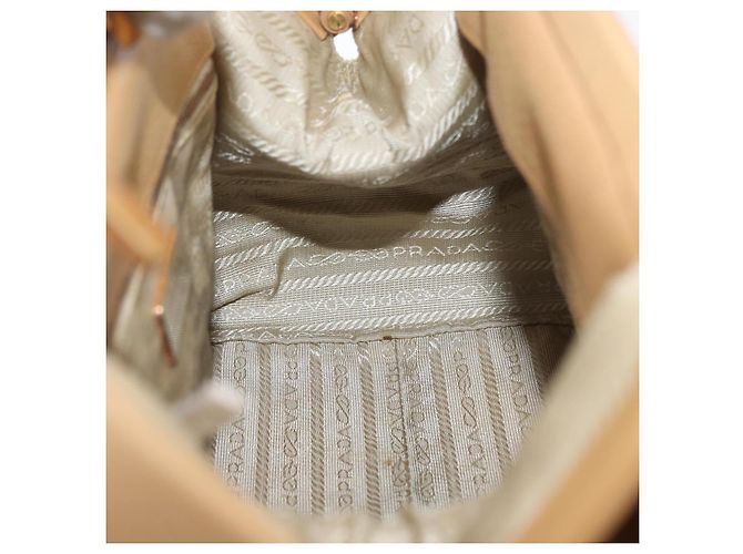 PRADA Borsa a mano in pelle beige dorato Auth 172291 D'oro - vista 20