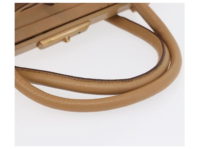 PRADA Borsa a mano in pelle beige dorato Auth 172291 D'oro - vista 8