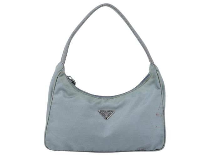 Pochette in nylon PRADA blu baby argento autentica fm5138 Blu chiaro - vista 13