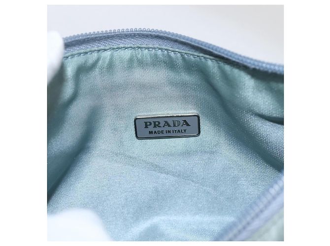 Pochette in nylon PRADA blu baby argento autentica fm5138 Blu chiaro - vista 18
