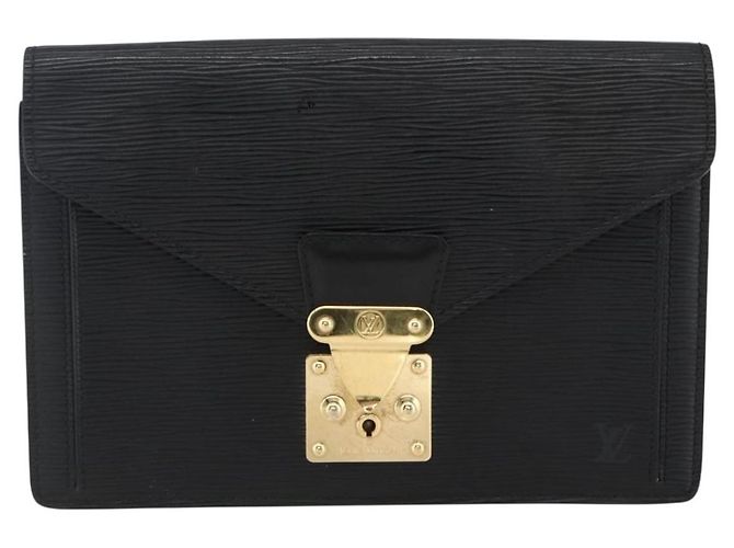 LOUIS VUITTON Epi Serie Dragonne Clutch Bag Nero M52612 LV Auth ep13469 - vista 13