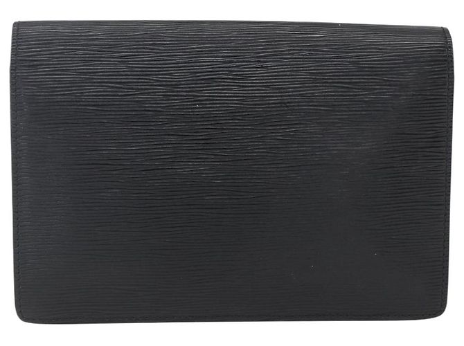 LOUIS VUITTON Epi Serie Dragonne Clutch Bag Nero M52612 LV Auth ep13469 - vista 2