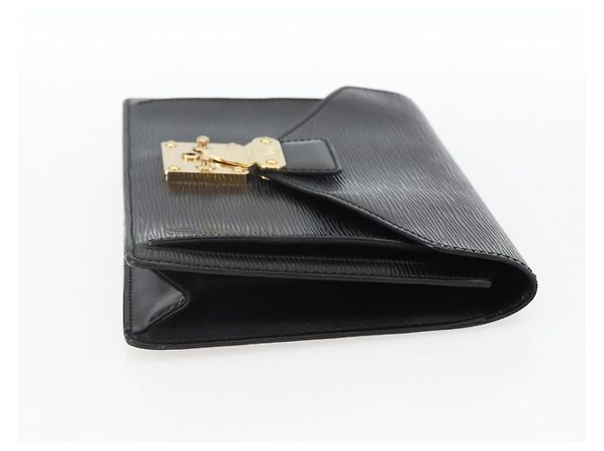 LOUIS VUITTON Epi Serie Dragonne Clutch Bag Nero M52612 LV Auth ep13469 - vista 4