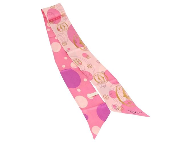 Sciarpa in seta rosa Cartier Auth am10833V - vista 2