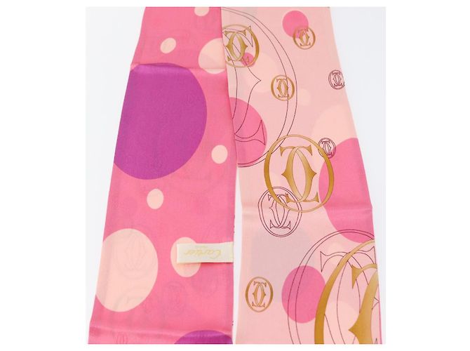 Sciarpa in seta rosa Cartier Auth am10833V - vista 4