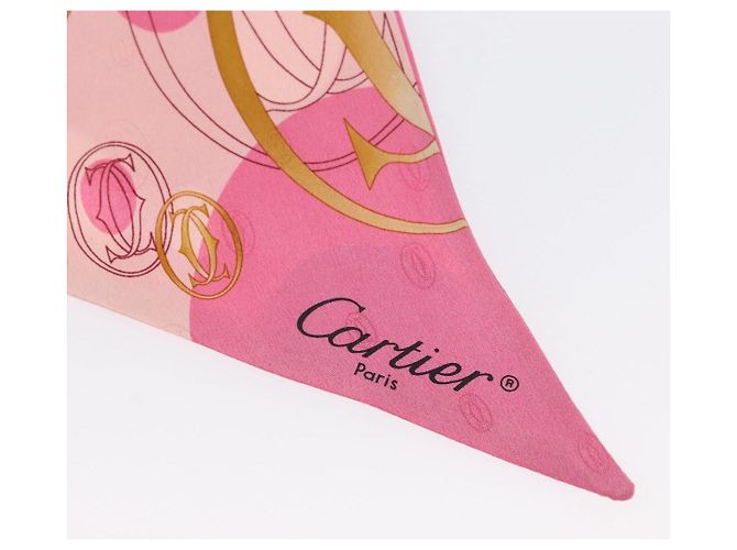 Sciarpa in seta rosa Cartier Auth am10833V - vista 8